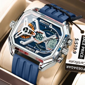 Reloj POEDAGAR E106 para Hombre, con Fecha, Semana, Luminoso, LED, Correa de Silicona, Electrónico, Doble Hora, Reloj de Cuarzo de Moda - Product Image 1