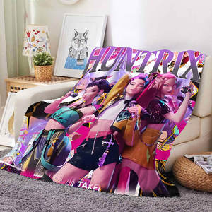 Vente chaude HUNTRIX Girl K POP Kpop Demon Hunters Motif Couverture Impression Personnalisée Polaire Flanelle Jeter Couvertures - Product Image 5