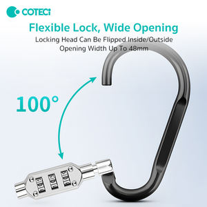 Verrou de casque de <span class=keywords><strong>moto</strong></span> COTECi avec crochet en forme de D et serrure à code, sécurité antivol, portable et sûr, crochet pour panier de voiture - Product Image 4