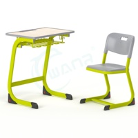 Ensemble de chaises et de bureaux en métal au design moderne, vente en gros de meubles pour salle de classe d'un seul étudiant pour la maison, le bureau et l'école primaire