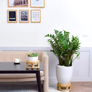 Support de <span class=keywords><strong>plante</strong></span> moderne du milieu du siècle <span class=keywords><strong>intérieur</strong></span> en bois petit bureau ferme rustique <span class=keywords><strong>piédestal</strong></span> de cercle de rotin naturel pour la décoration - Product Image 5