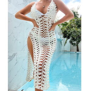 JSN9202052 Women's Beach Vacation Sexy Hand Hook Braided Hollowed Out High Slit <strong>Suspender</strong> Bikini Smock <strong>Skirt</strong> - Product Image 3