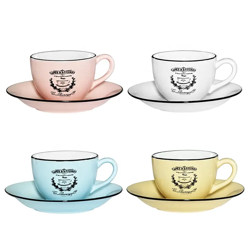 Manufacturer Ceramic Tea Cup And Saucer Set Customized Design Coffee Mug Cup Set