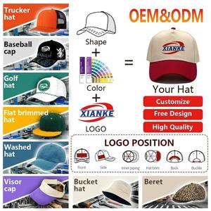 Casquettes Trucker X&K personnalisées en gros, profil moyen, multicolores, performance, plage, hip-hop, avec support en maille cousu pour le dos - Product Image 2