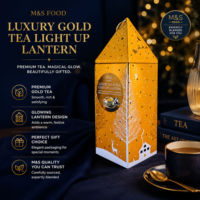 Boîte en métal dorée en forme de maison JYB, style lanterne de Noël, pour thé, café, bonbons, avec couvercle triangulaire