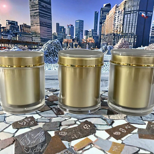 Tarros de plástico acrílico dorado de doble pared de 200 ml de grado alimenticio con tapa de rosca para crema corporal, pestañas postizas, champú y pelucas - Product Image 3