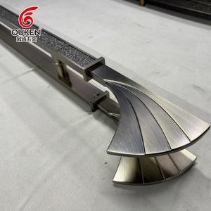 Poignée de porte en acier inoxydable personnalisée, forme artistique gravée, barre de musique, club, salle de bal, luxe moderne, poignée de porte en verre - Product Image 3