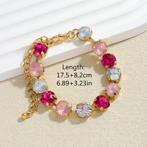 Elegante Pulsera de Cristal Colorido con Brillantes de Imitación Joyería Dorada Destellante Pulseras Ajustables Cadena de Mano para Rave y Graduación para Mujeres - Product Image 6