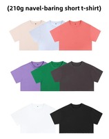 T-shirt court en coton épais uni pour femme, coupe droite, style hip-hop, été, manches courtes, streetwear, gym, danse, fitness