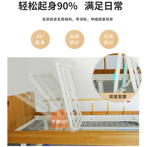 Lit médical manuel Fanwang B-05, structure en alliage d'aluminium, matelas bleu, pour la maison et les établissements de soins - Product Image 5