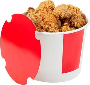 Contenedor para Pollo Frito de 85 oz, Cubo para Llevar Pollo con Revestimiento de Polietileno, Cubo Familiar Antigrasa para Comida, <span class=keywords><strong>Rojo</strong></span> y Blanco - Product Image 1