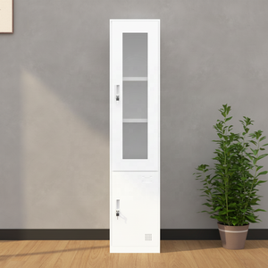 Meuble <span class=keywords><strong>de</strong></span> rangement moderne <span class=keywords><strong>en</strong></span> fer à 3 portes vitrées, bibliothèque <span class=keywords><strong>en</strong></span> acier pour <span class=keywords><strong>bureau</strong></span> et maison avec classeur - Product Image 1