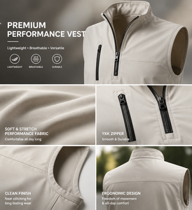 Gilet de golf personnalisé pour homme, veste sans manches légère et performante, extensible et respirante, vêtements de golf, fabricant OEM ODM - Product Image 2