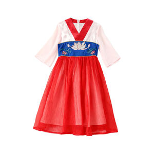Vestido Largo <span class=keywords><strong>de</strong></span> Algodón y Poliéster <span class=keywords><strong>de</strong></span> Manga Larga con Estilo Chino Han para Niña <span class=keywords><strong>de</strong></span> 8 Años, con Lazos Florales, para <span class=keywords><strong>Navidad</strong></span> y Televisión - Product Image 5