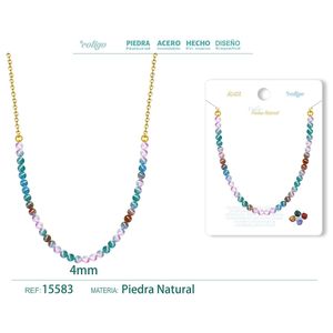 Collar de Ágata Natural de 4 mm, Joyería Mineral, Cadenas Finas y Elegantes - Product Image 1