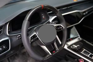 Volant <span class=keywords><strong>Audi</strong></span> A6A7A8 <span class=keywords><strong>Etron</strong></span> amélioré C8 à fond plat en fibre de carbone perforé en forme de D avec badges <span class=keywords><strong>S</strong></span> et RS - Product Image 6