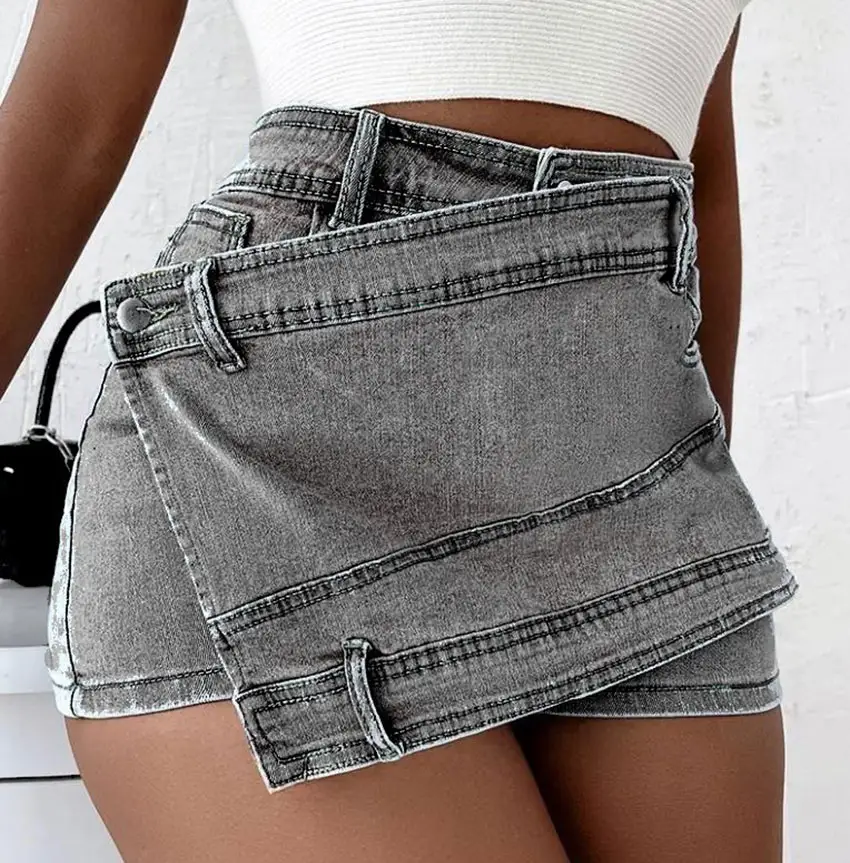 Wholesale Clothing Low Prices Popular Plus Size Washed Femme Mini Skirt Mujer High Waist for Women Jeans Denim Skirts
