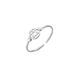 Bague Ajustable en Acier Inoxydable avec Zircon, Motif Nœud de Sorcière, Géométrie Sacrée, Style Minimaliste Vintage, Sertissage Flimming, Forme Cœur, pour Alliance de Mariage - Product Image 6