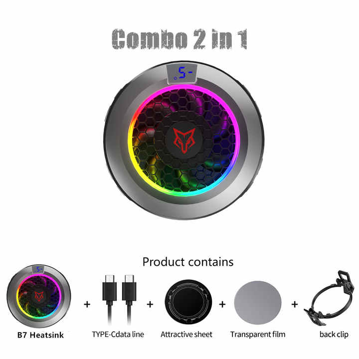 Sarafox B7 AI Temperature Control  Mobile Cooling Fan for Gaming Fast Cooler RGB Fan Magnetic Freeze Cooling Fan