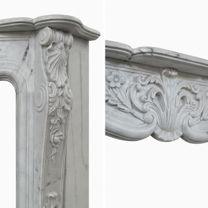 Cheminée en marbre personnalisée, moderne, sculptée à la main, luxueuse, en marbre blanc beige, avec manteau de cheminée en marbre - Product Image 3