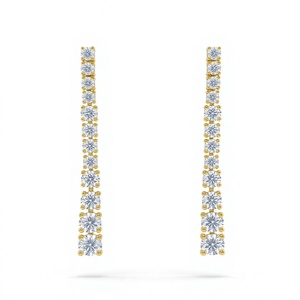 18K 14K Gold Plated Round <b>Diamond</b> Line <b>Earrings</b> Long Drop <b>Dangle</b> <b>Earrings</b> Round Cut Tennis <b>Earrings</b> Bridal Women Fine Jewelry - Product Image 1