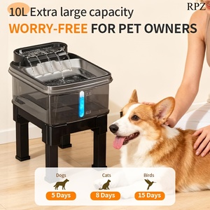Fontaine à eau pour animaux de compagnie 10L, grande capacité, abreuvoir silencieux, distributeur d'eau pour chat et chien, mangeoire surélevée pour usage intérieur - Product Image 2