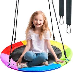 Balançoire ronde réglable pour jardin extérieur, balançoire en forme de soucoupe volante avec LED colorées pour enfants et adultes - Product Image 6