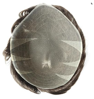 Prothèse capillaire pour homme en dentelle suisse, système de remplacement en cheveux naturels respirant avec nœuds blanchis et ligne de cheveux naturelle, vente en gros directe usine