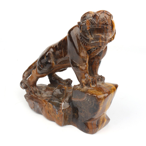 Sculptures de tigre sculptées à la main en pierre naturelle œil de tigre, artisanat en cristal, vente en gros - Product Image 2