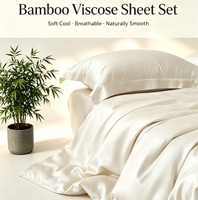 Ensemble de draps plats 4 pièces en fibre de bambou 100% tissée, respirant, biologique, écologique, style occidental, toutes saisons, 300TC