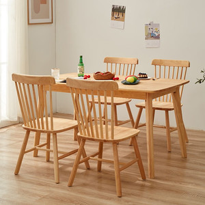 All-solid <strong>Oak</strong> Assembled Dining <strong>Table</strong> for <strong>Small</strong> Households Simple and Modern square Wooden Desk and Chair Set - Product Image 1