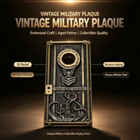 Plaque vintage en bronze avec relief de la levée du drapeau d'Iwo Jima et du pieuvre Kraken, pièce de collection marine