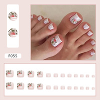 F055 Vente en gros 24 pièces/boîte Faux ongles courts en acrylique à demi-couverture, à presser, personnalisables