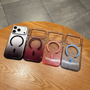 Coque de téléphone antichoc en PC rigide à dégradé de cristaux pour iPhone 18 17 Pro Max 15 14 13 16 Pro Max Plus avec dos magnétique - Product Image 1