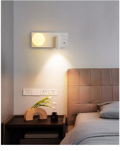 Applique <span class=keywords><strong>murale</strong></span> LED avec abat-jour métallique et port <span class=keywords><strong>de</strong></span> charge USB, double commande et intensité réglable, <span class=keywords><strong>pour</strong></span> chevet <span class=keywords><strong>de</strong></span> chambre, lampe <span class=keywords><strong>de</strong></span> lecture et éclairage d'ambiance - Product Image 1