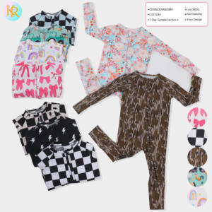 Kerui fabrika doğrudan özel bebek bambu çift fermuar pijama bebek uzun kollu sonbahar Bodysuits toptan yenidoğan bebek tulum - Product Image 1