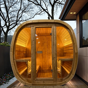 غرفة ساونا مربعة مخصصة في الهواء الطلق ، غرفة ساونا خشبية بالبخار بتصميم تقليدي للحديقة - Product Image 1