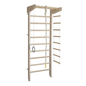 Wooden wall mounted kids indoor gymnastic ladder home gym swedish ladder wall bars for fitness and workout