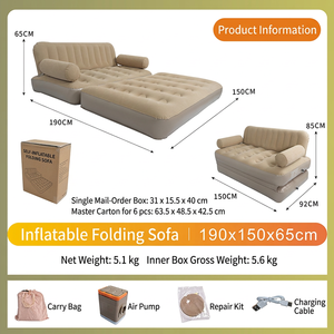 Sofá Cama Inflable para Exteriores con Respaldo Elevado, Autoinflable, Plegable, Portátil, para Camping y Uso Doméstico - Product Image 4