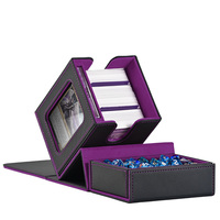 JUZI Vente en gros de plus de 140 cartes à collectionner en cuir PU avec boîte à dés, logo personnalisé, boîte de rangement pour cartes Commander pour cartes TCG
