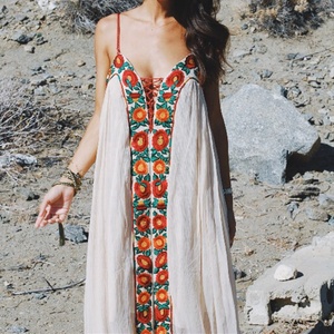 Robes longues maxi bohèmes pour femmes, été, broderie, sexy, jupe en dentelle, vêtements de plage hippie, robe de fête STb-0462 - Product Image 5