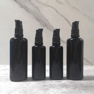 Luxury UV Dark Violet Glass Cosmetic Serum Oil <b>Bottle</b> with Screen Printed Custom Logo 20ml-100ml for Body Lotion & Hair Oil - Product Image 2