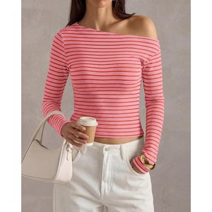Haut court ajusté à rayures et épaules dénudées pour femme, style Y2K, idéal pour sortir - Product Image 3