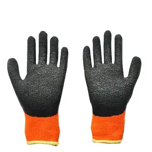 high quality 13 pin Terry brush winter work foam latex wrinkle coated cotton gloves