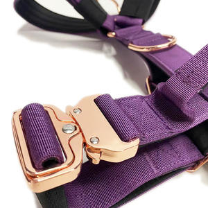 Großhandel Maßgefertigtes Luxus-Taktisches Hundegeschirr-Set Verstellbares Hundehalsband mit Leine und Roségold-Metallschnalle - Product Image 4