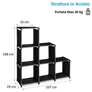 Modular <b>Shelf</b> 6 Cubes 107x29x108 Cm Waterproof Cube Cabinet Storage <b>Unit</b> For Home Office Bedroom - Product Image 2