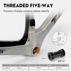 Cadre de vélo de route en carbone TOSEEK 700C*32C, frein à disque, câblage interne complet, axe traversant BBT47, cadre de vélo de route léger - Product Image 5