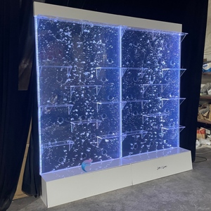 Meubles de bar, décorations, mur de bar à bulles d'eau en acrylique LED avec étagères de rangement - Product Image 6
