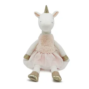 New High Quality Pink White Gold Horns Hooves plush animal unicorn stuffed toys