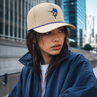 Casquette de golf à cinq panneaux avec logo brodé personnalisé, fabrication OEM, faible MOQ, nylon de haute qualité, fermeture auto-agrippante, sports de plein air